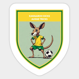 Kangaroo Kicks & Aussie Tricks Australian Soccer Design Sticker